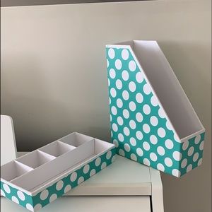 Pottery Barn Teen printed paper desk tray and magazine organizer